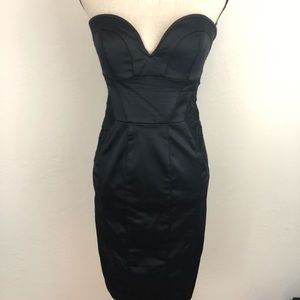 Bebe Black Sweetheart Satin Dress large